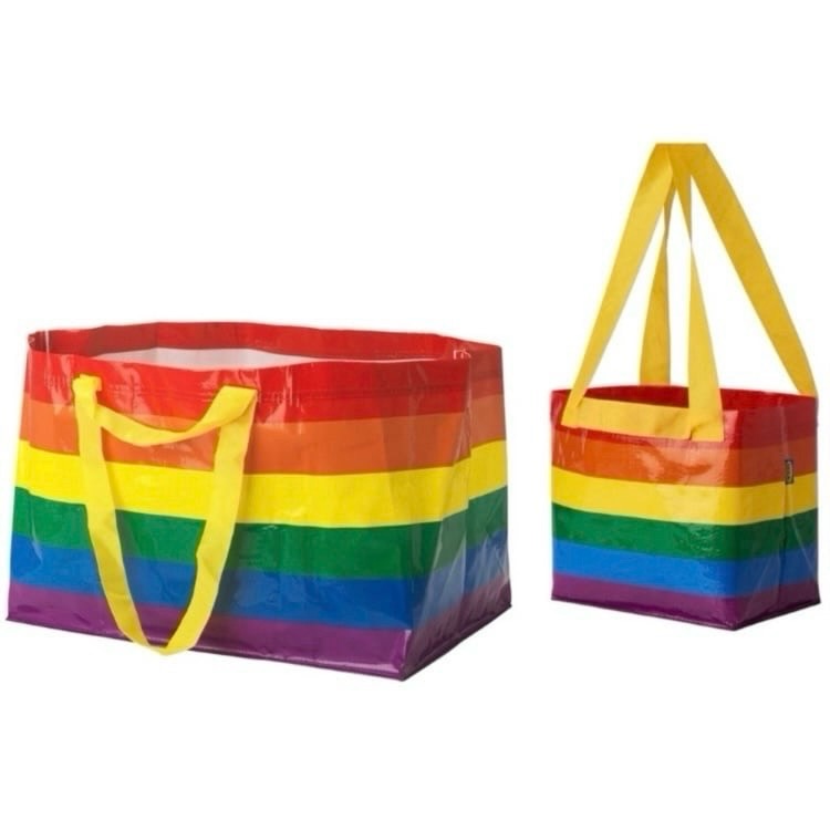 3/$30 Ikea Set Of 2 Iconic Rainbow Tote Bags Reusable Nwt
